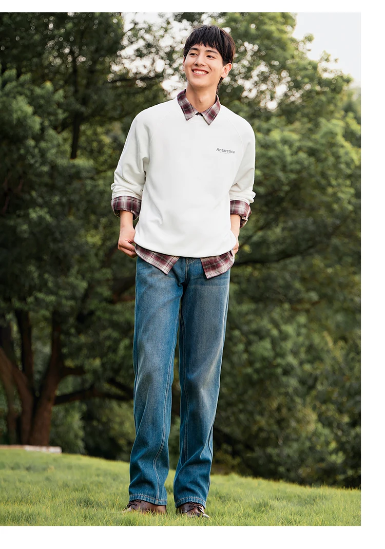 Semir Sweater Men 2026 New Spring Heating Bacteriostatic Fleece Inner Wear Top Fashion Printed