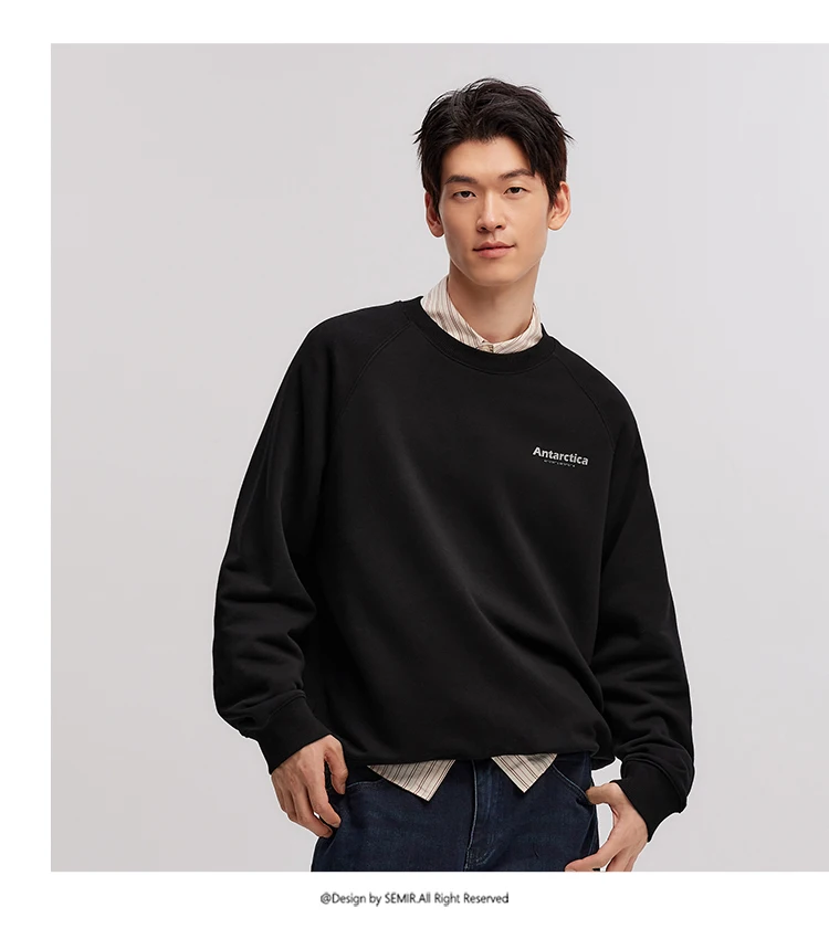 Semir Sweater Men 2026 New Spring Heating Bacteriostatic Fleece Inner Wear Top Fashion Printed