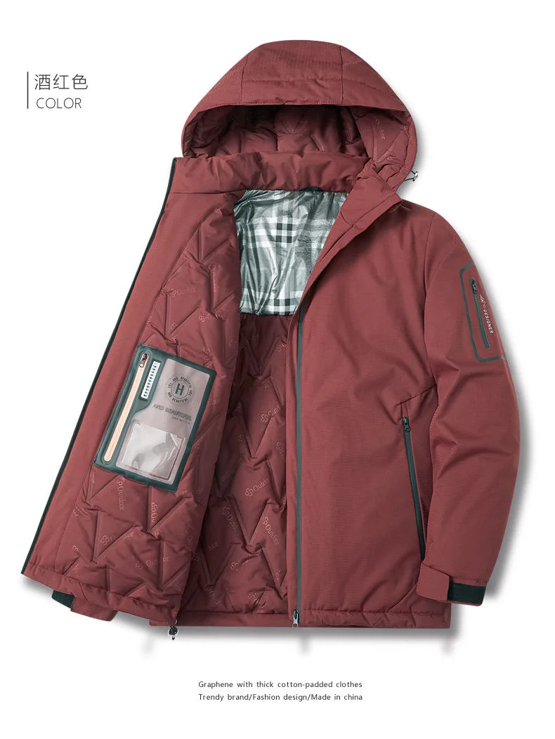 2024 Autumn and Winter New Fashion Trend Thick Warm Hooded Cotton-Padded Jacket Men's Casual Loose Comfortable Plus Size Coat