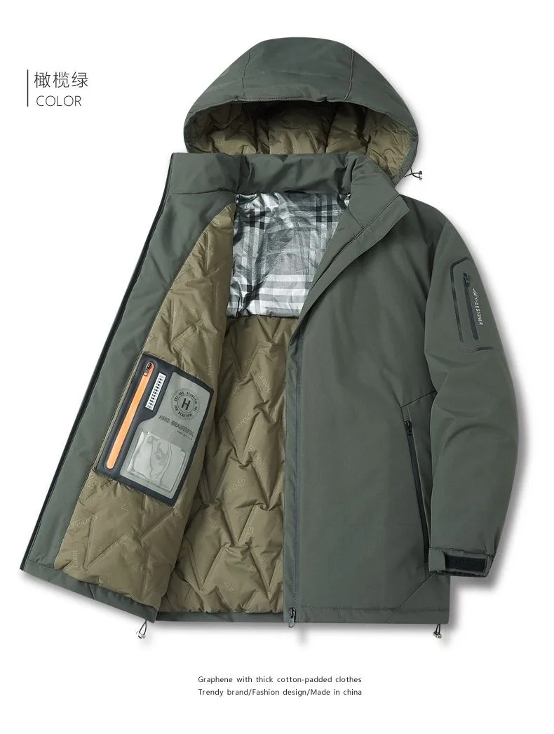 2024 Autumn and Winter New Fashion Trend Thick Warm Hooded Cotton-Padded Jacket Men's Casual Loose Comfortable Plus Size Coat