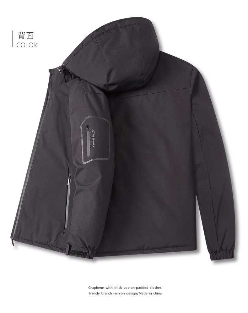 2024 Autumn and Winter New Fashion Trend Thick Warm Hooded Cotton-Padded Jacket Men's Casual Loose Comfortable Plus Size Coat