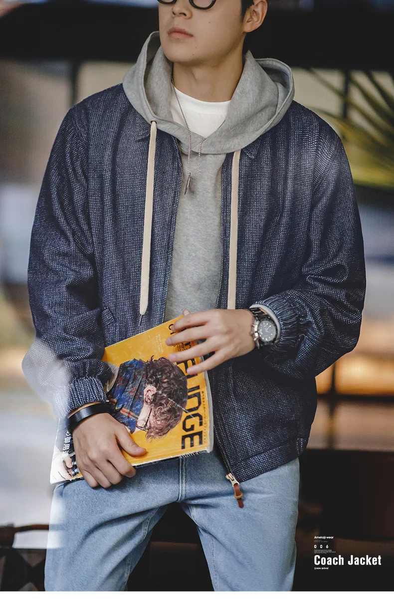 Maden American New Spring And Autumn Retro Denim Jacket Cityboy Amekaji Style Loose Lapel Jacket Men’s Fashion Short Blue Coats