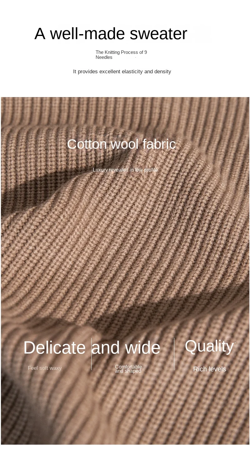 Lusanxian Birthday Leisure Micro-wide Thick Needle Crewneck Knitwear 30% Wool Pullover Long Sleeve Warm Sweater for Men