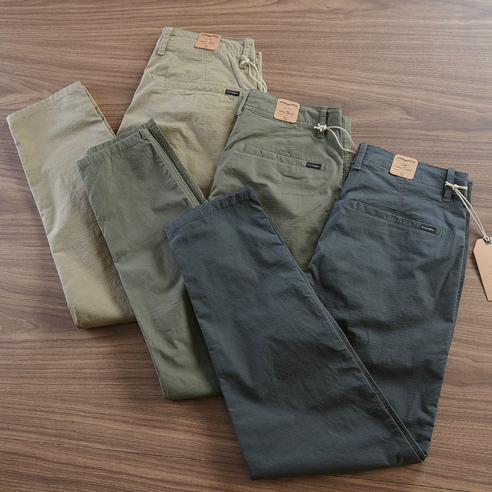 Summer New American Retro Thin Straight Leg Quick-drying Casual Pants Fashion Simple Breathable Loose Ankle-length Trousers