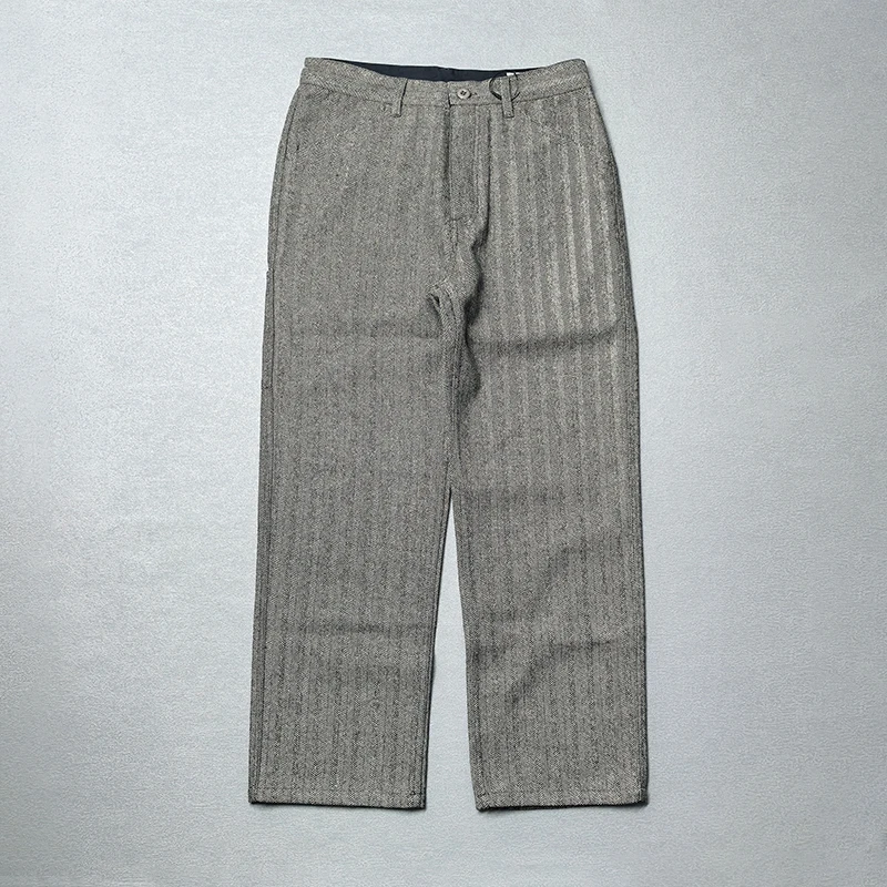 5904# 2025 Autumn and Winter New American Retro Thick Wool Cargo Pants Men's Trendy Brand Straight Casual Busniess Suit Trousers