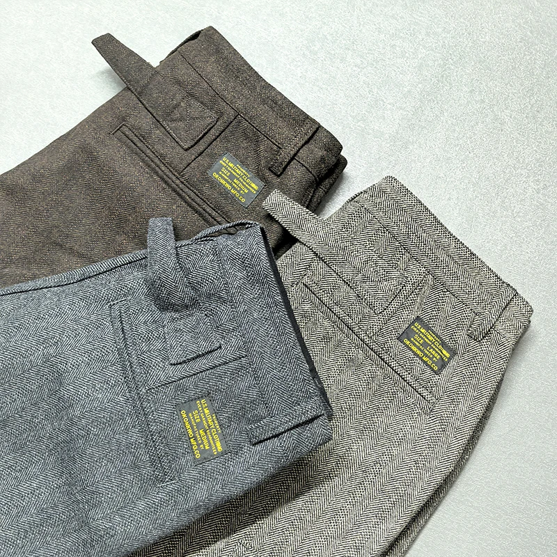 5904# 2025 Autumn and Winter New American Retro Thick Wool Cargo Pants Men's Trendy Brand Straight Casual Busniess Suit Trousers