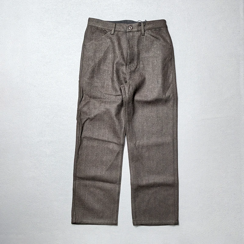 5904# 2025 Autumn and Winter New American Retro Thick Wool Cargo Pants Men's Trendy Brand Straight Casual Busniess Suit Trousers