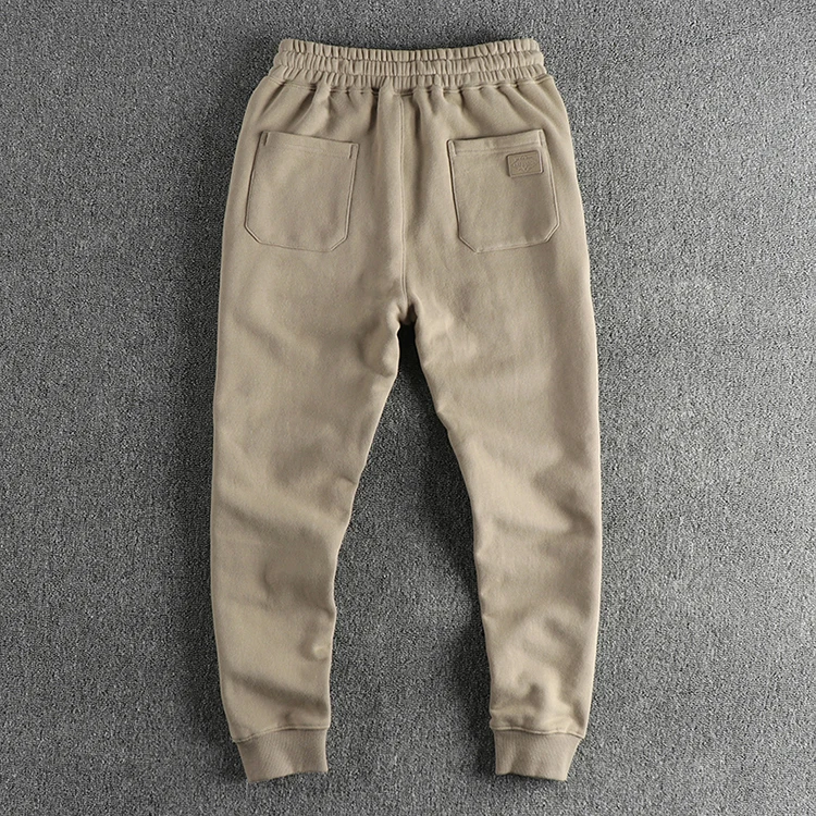 Autumn Winter New American Retro Thickened Velvet Sweatpants Men's Simple Washed Heavyweight Drawstring Sports Ankle-tied Pants