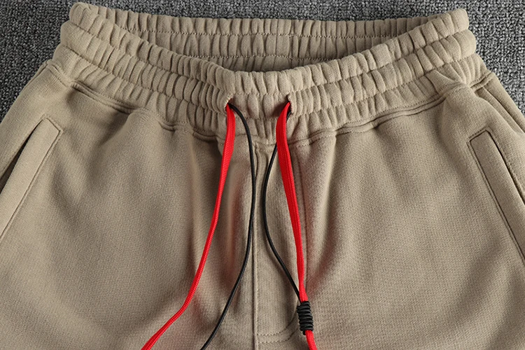 Autumn Winter New American Retro Thickened Velvet Sweatpants Men's Simple Washed Heavyweight Drawstring Sports Ankle-tied Pants