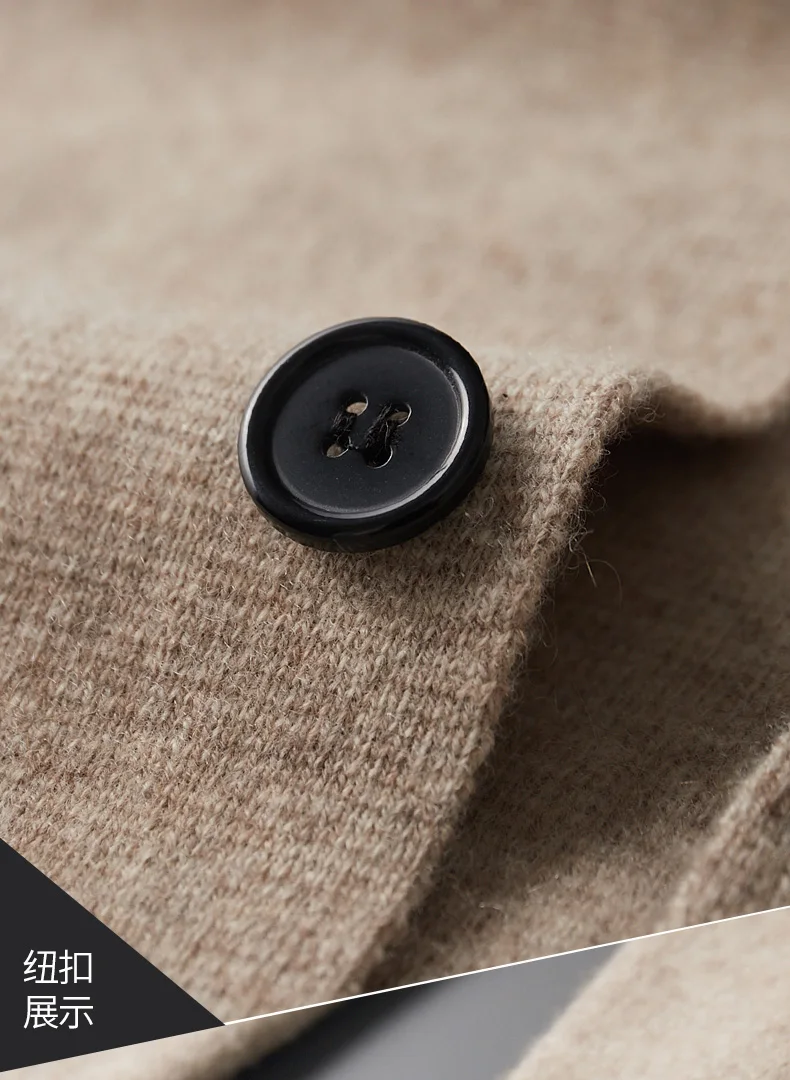 100% Merino Wool Men's Suit Collar Knitted Cardigan Autumn Winter Thickened Solid Color Suit Shirt Cashmere Jacket Sweater