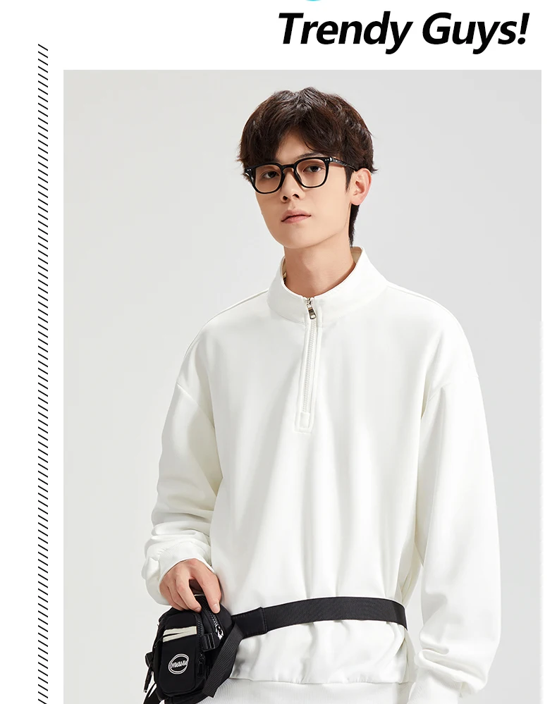 Large Size Men's Sweatshirts M-8XL Autumn Stand-up Collar Half-zipper Solid Color Long-sleeved Oversize Outdoor Sports Pullover