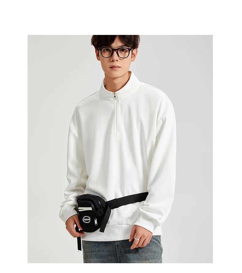 Large Size Men's Sweatshirts M-8XL Autumn Stand-up Collar Half-zipper Solid Color Long-sleeved Oversize Outdoor Sports Pullover