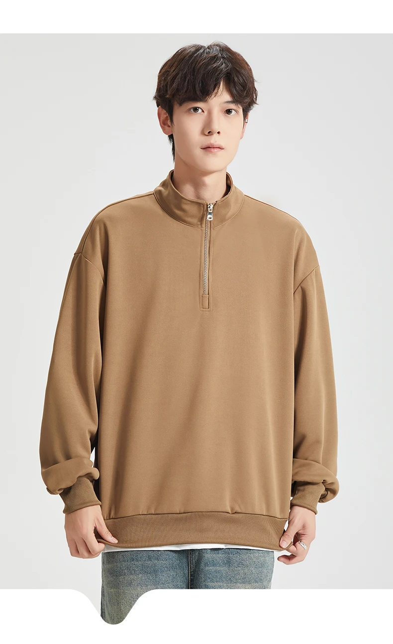 Large Size Men's Sweatshirts M-8XL Autumn Stand-up Collar Half-zipper Solid Color Long-sleeved Oversize Outdoor Sports Pullover