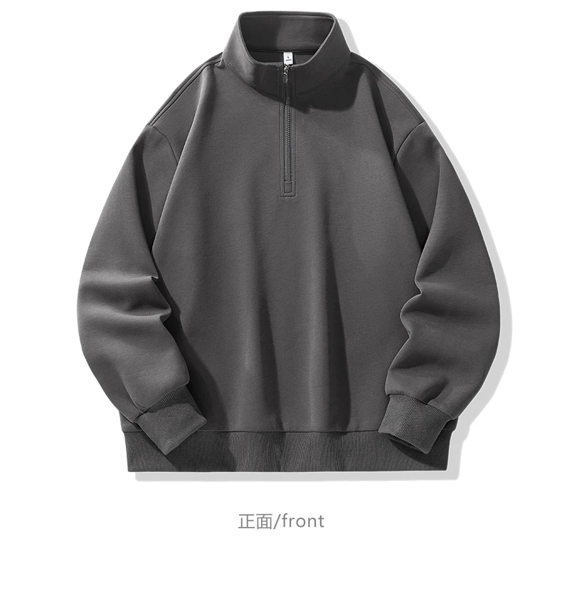 Large Size Men's Sweatshirts M-8XL Autumn Stand-up Collar Half-zipper Solid Color Long-sleeved Oversize Outdoor Sports Pullover