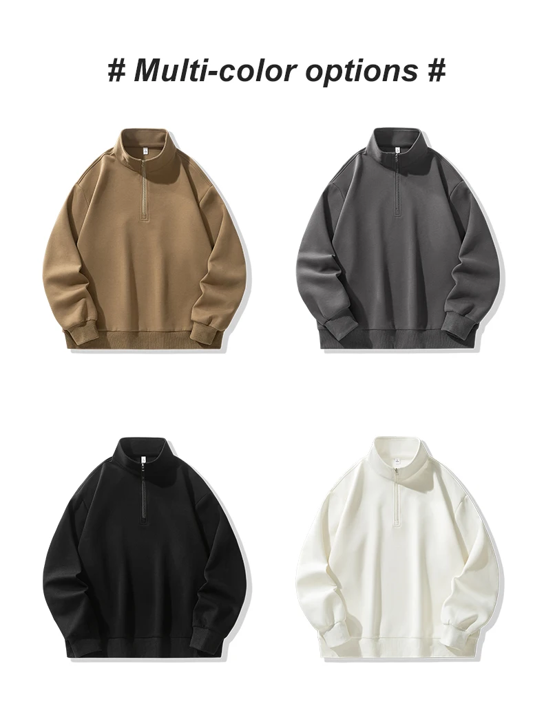 Large Size Men's Sweatshirts M-8XL Autumn Stand-up Collar Half-zipper Solid Color Long-sleeved Oversize Outdoor Sports Pullover