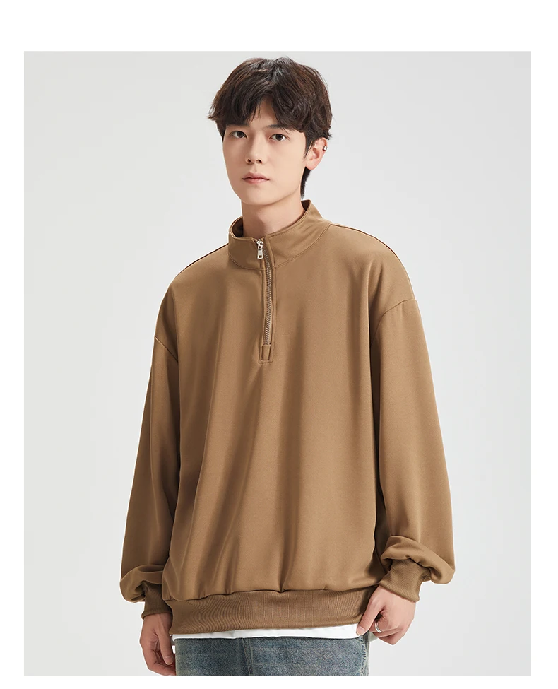 Large Size Men's Sweatshirts M-8XL Autumn Stand-up Collar Half-zipper Solid Color Long-sleeved Oversize Outdoor Sports Pullover