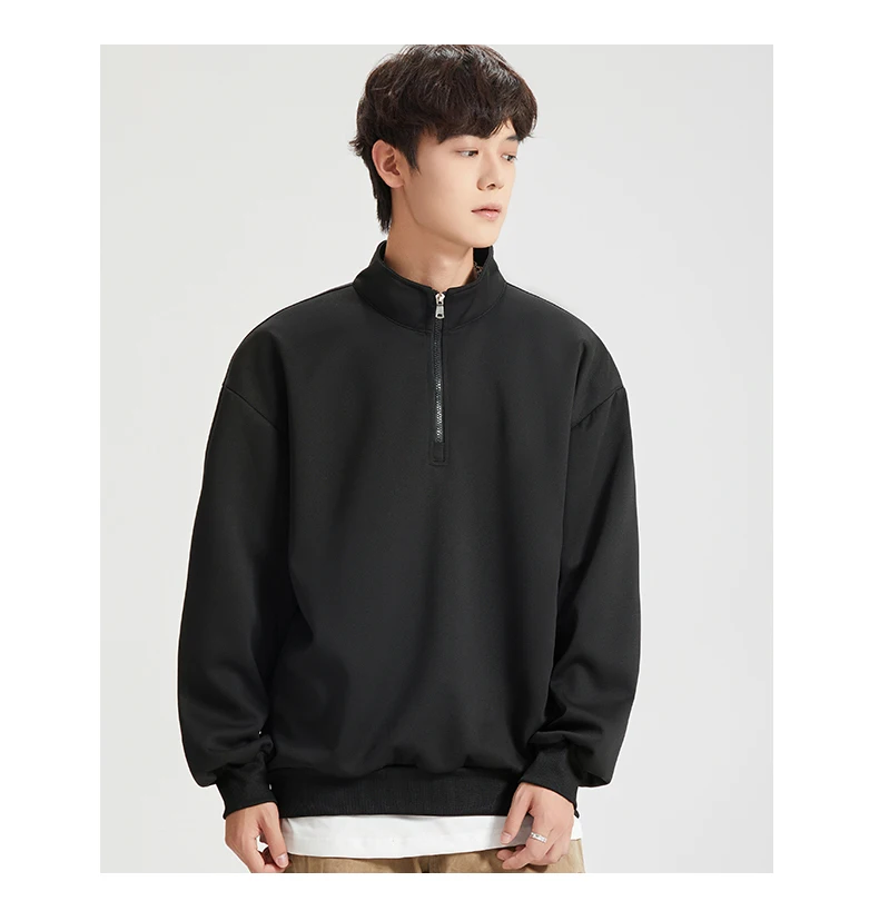 Large Size Men's Sweatshirts M-8XL Autumn Stand-up Collar Half-zipper Solid Color Long-sleeved Oversize Outdoor Sports Pullover