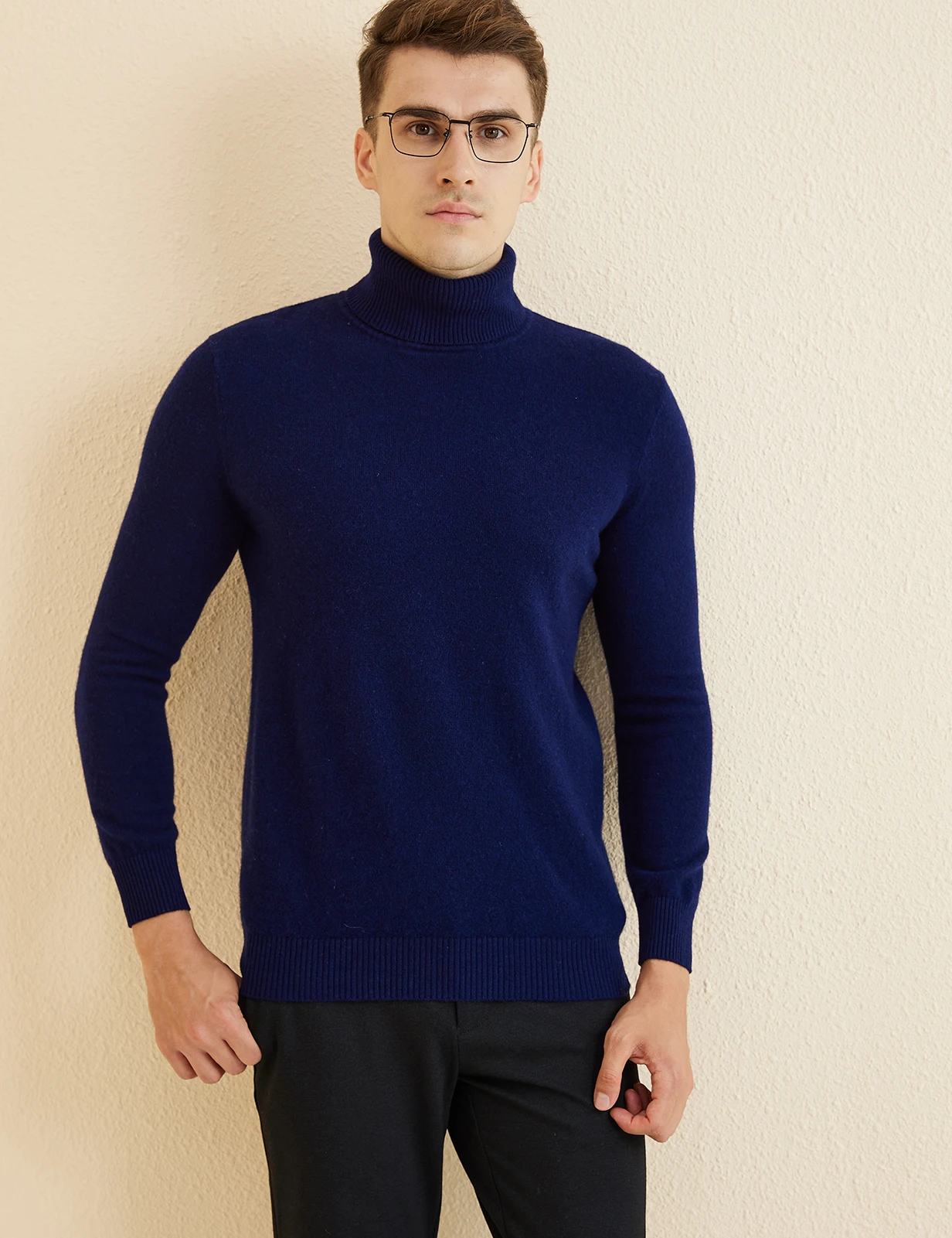 Knit Sweater for Men 100% Merino Wool Turtleneck Wool Sweater Fall Winter Warm Long Sleeve Pullover Male Korean Luxury Clothing