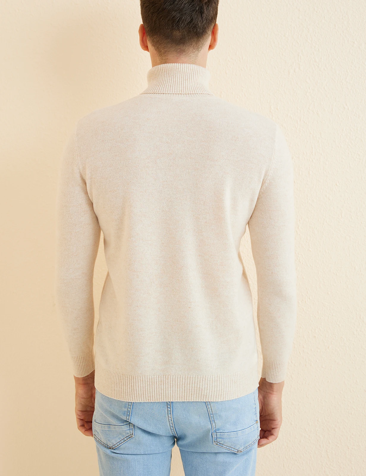 Knit Sweater for Men 100% Merino Wool Turtleneck Wool Sweater Fall Winter Warm Long Sleeve Pullover Male Korean Luxury Clothing