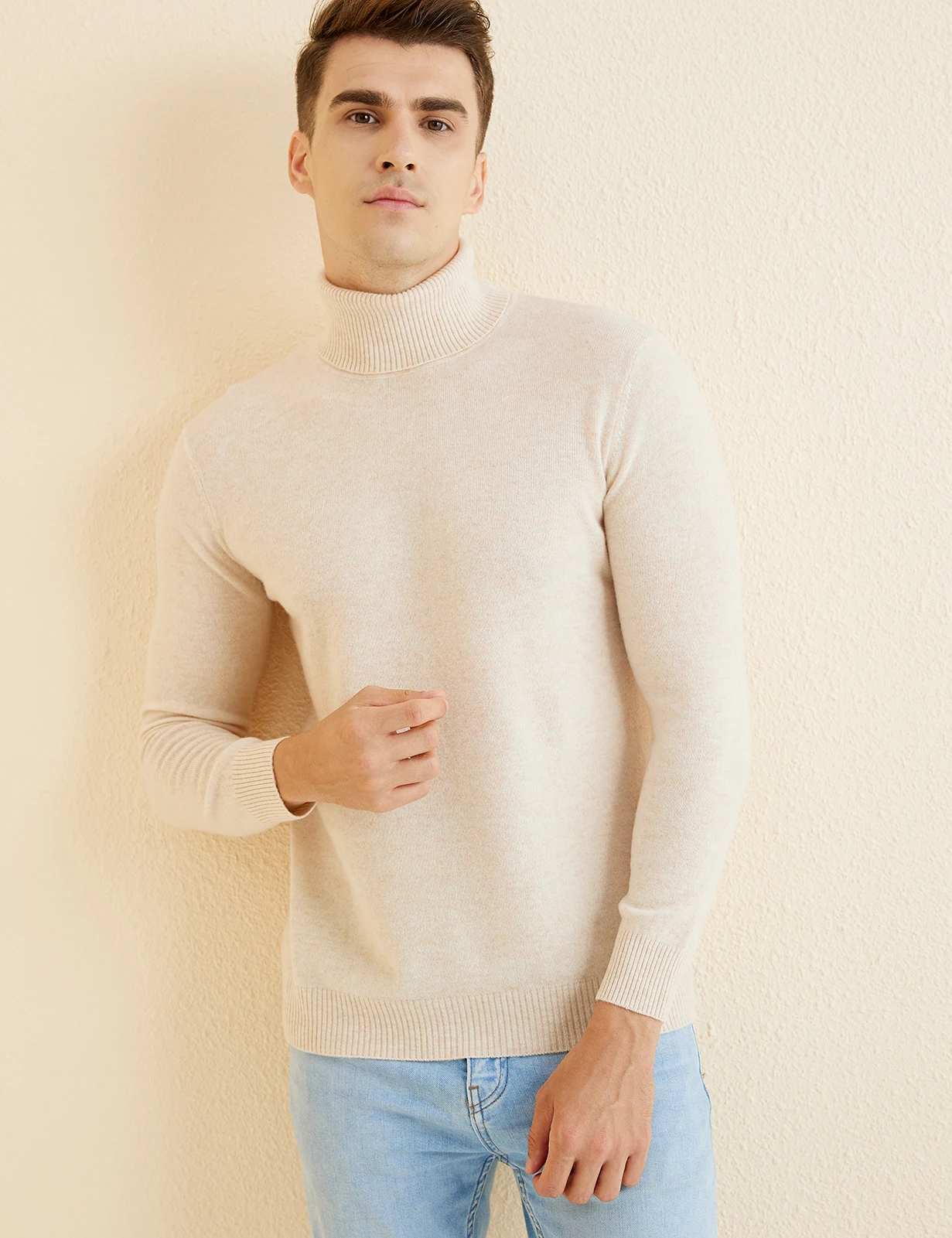 Knit Sweater for Men 100% Merino Wool Turtleneck Wool Sweater Fall Winter Warm Long Sleeve Pullover Male Korean Luxury Clothing