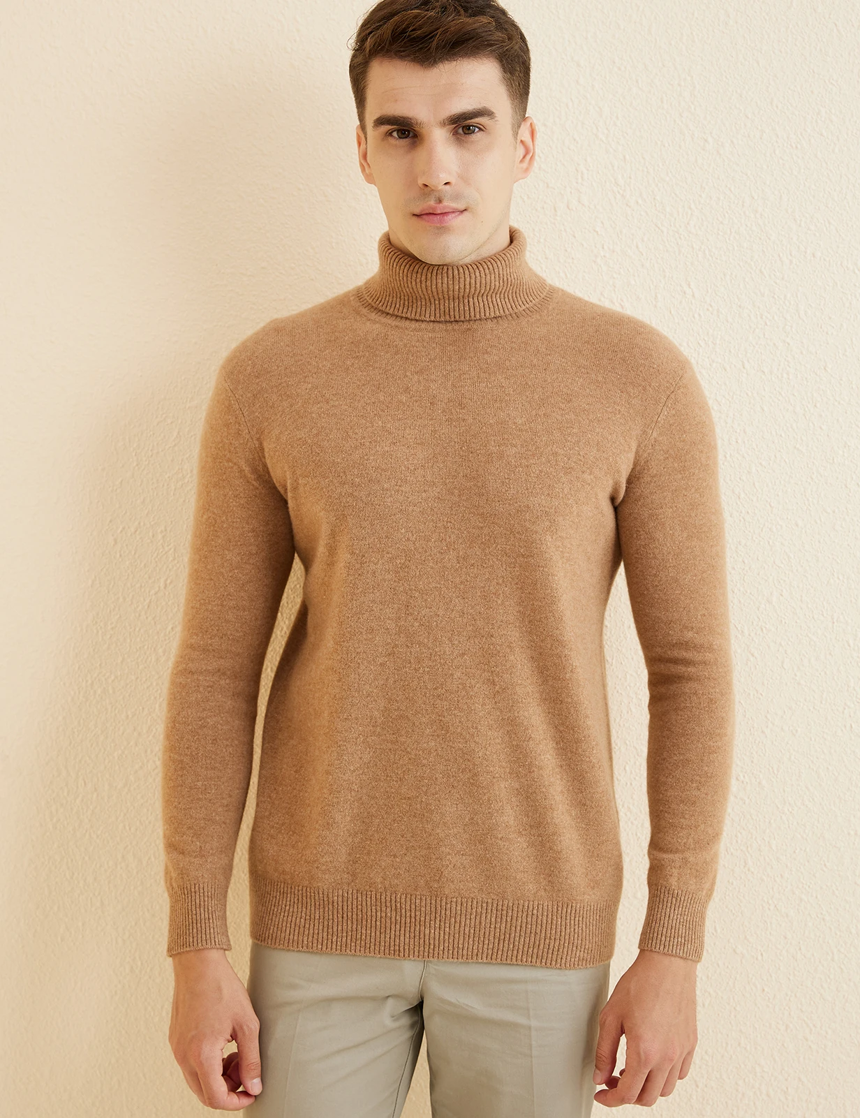 Knit Sweater for Men 100% Merino Wool Turtleneck Wool Sweater Fall Winter Warm Long Sleeve Pullover Male Korean Luxury Clothing