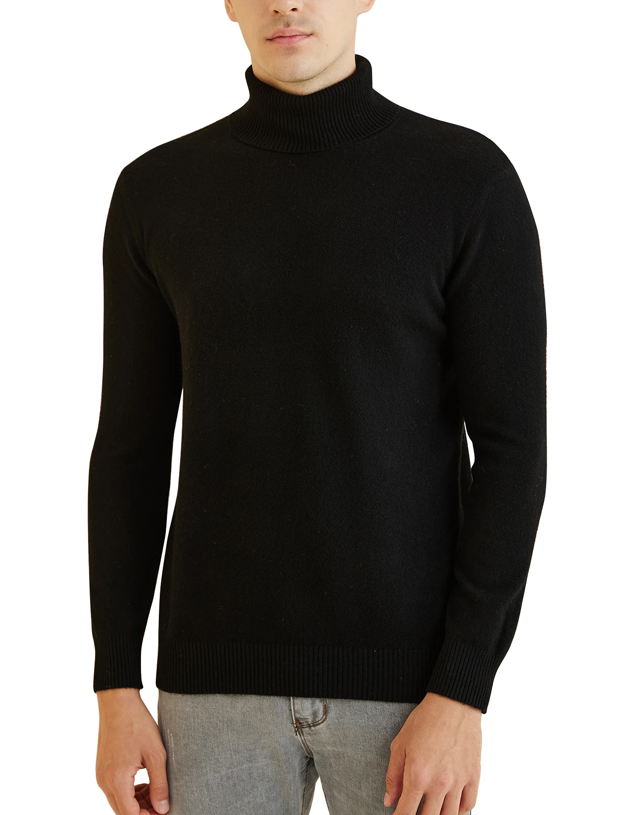 Knit Sweater for Men 100% Merino Wool Turtleneck Wool Sweater Fall Winter Warm Long Sleeve Pullover Male Korean Luxury Clothing