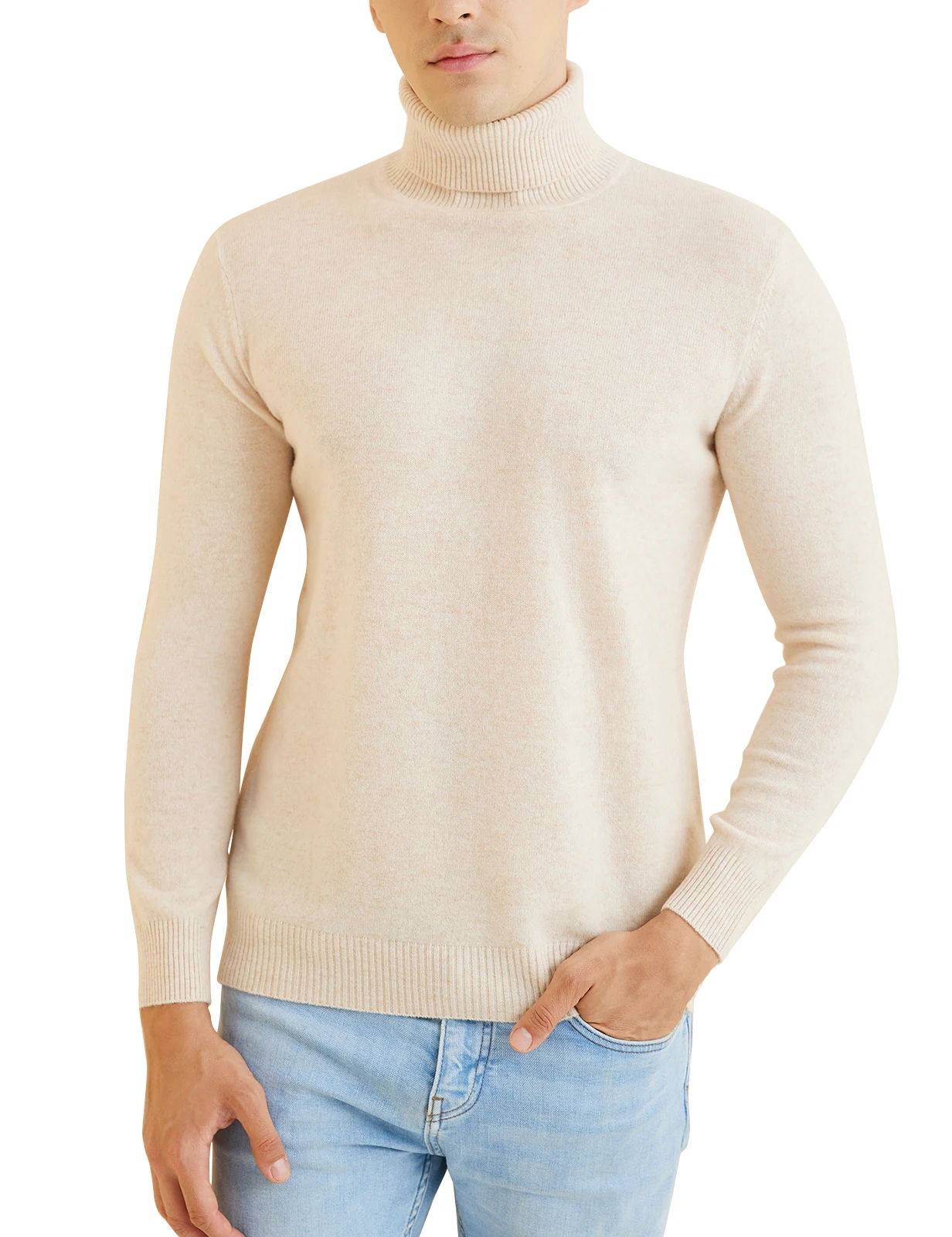 Knit Sweater for Men 100% Merino Wool Turtleneck Wool Sweater Fall Winter Warm Long Sleeve Pullover Male Korean Luxury Clothing