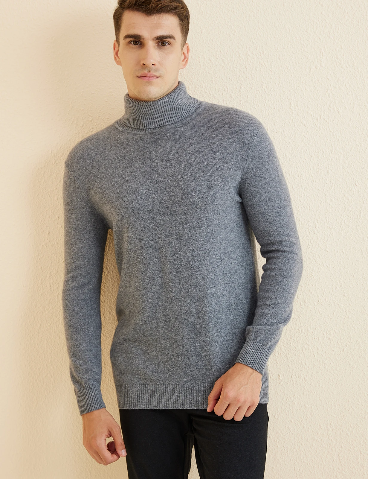 Knit Sweater for Men 100% Merino Wool Turtleneck Wool Sweater Fall Winter Warm Long Sleeve Pullover Male Korean Luxury Clothing