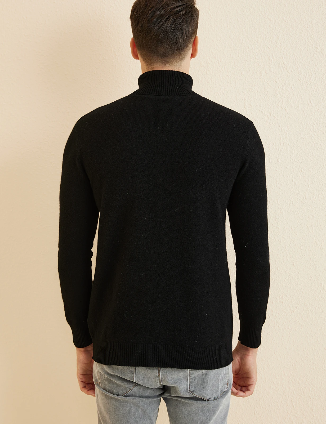 Knit Sweater for Men 100% Merino Wool Turtleneck Wool Sweater Fall Winter Warm Long Sleeve Pullover Male Korean Luxury Clothing