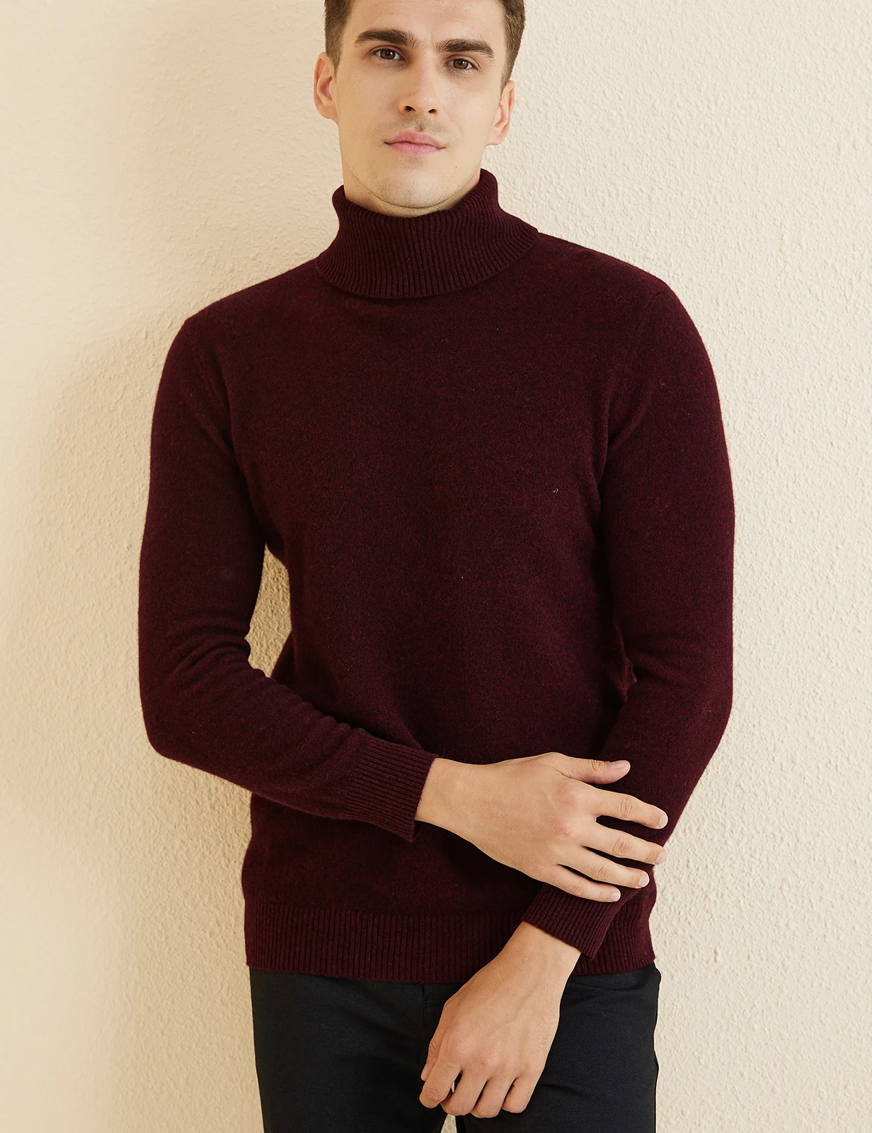 Knit Sweater for Men 100% Merino Wool Turtleneck Wool Sweater Fall Winter Warm Long Sleeve Pullover Male Korean Luxury Clothing