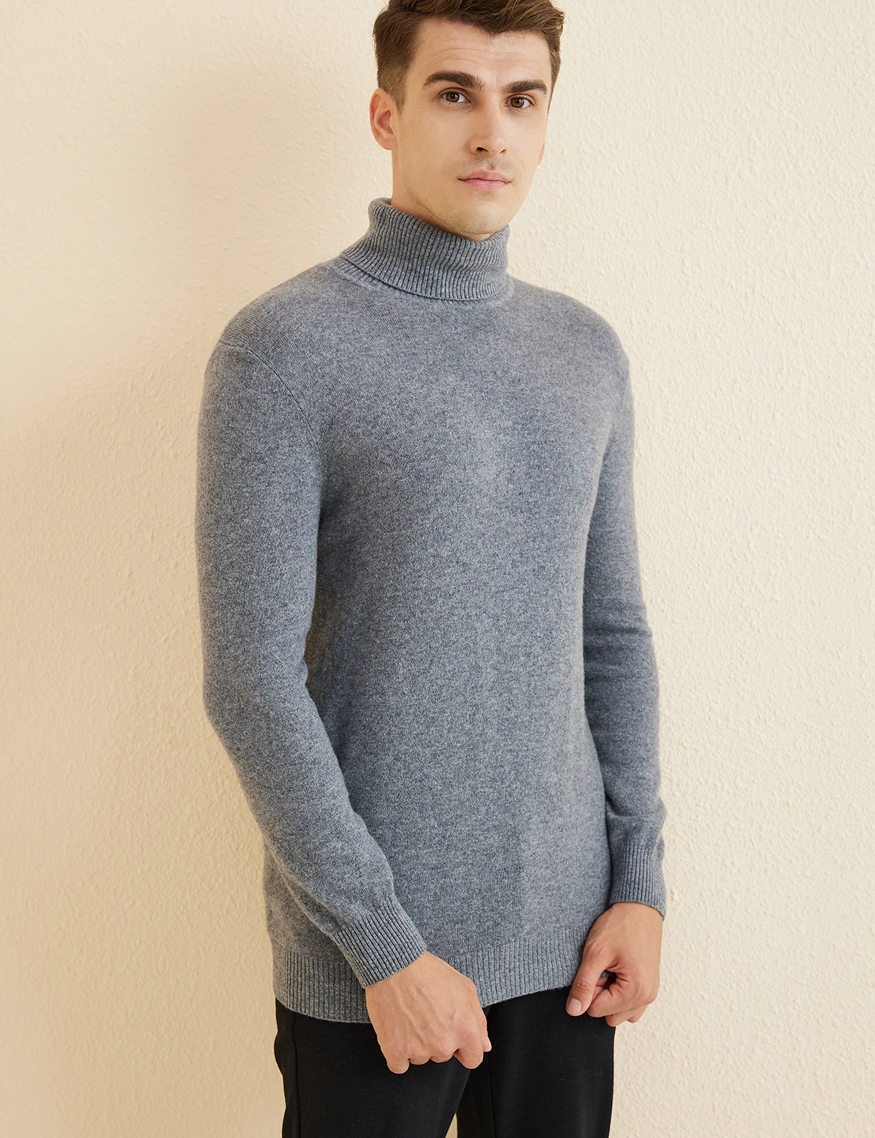 Knit Sweater for Men 100% Merino Wool Turtleneck Wool Sweater Fall Winter Warm Long Sleeve Pullover Male Korean Luxury Clothing