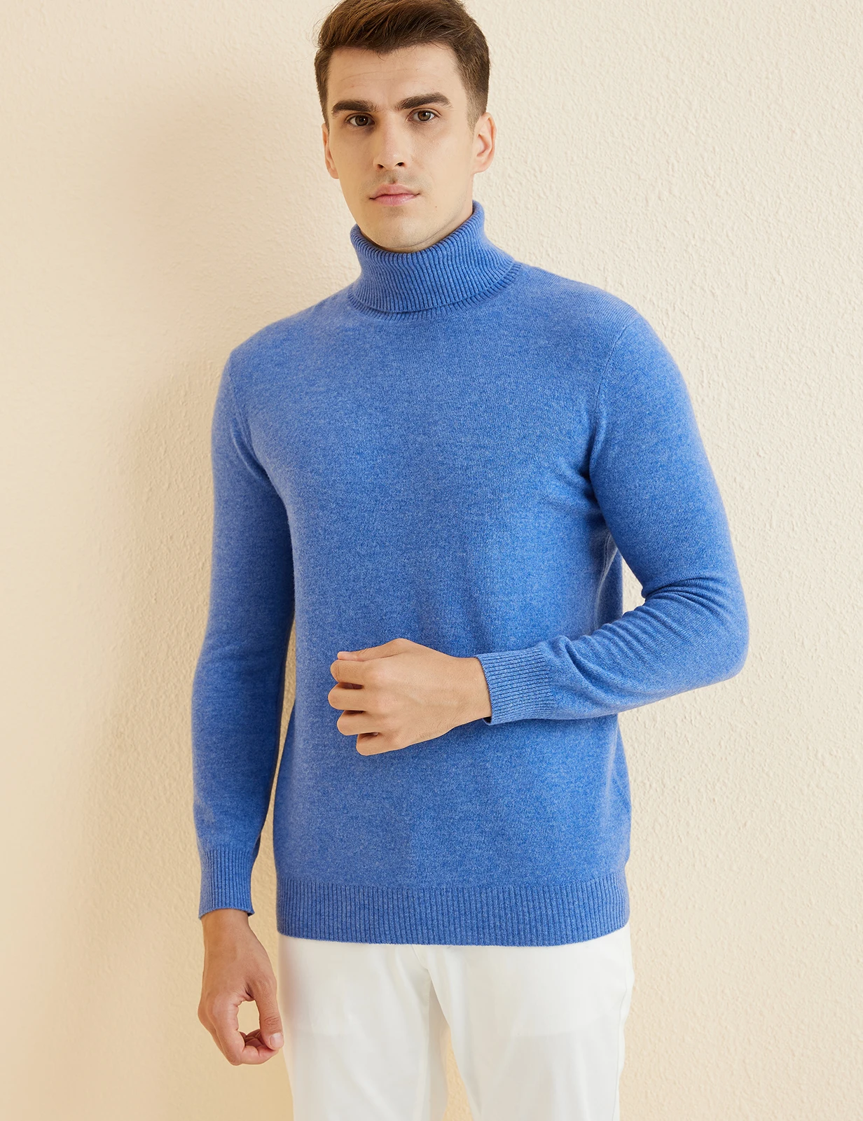 Knit Sweater for Men 100% Merino Wool Turtleneck Wool Sweater Fall Winter Warm Long Sleeve Pullover Male Korean Luxury Clothing
