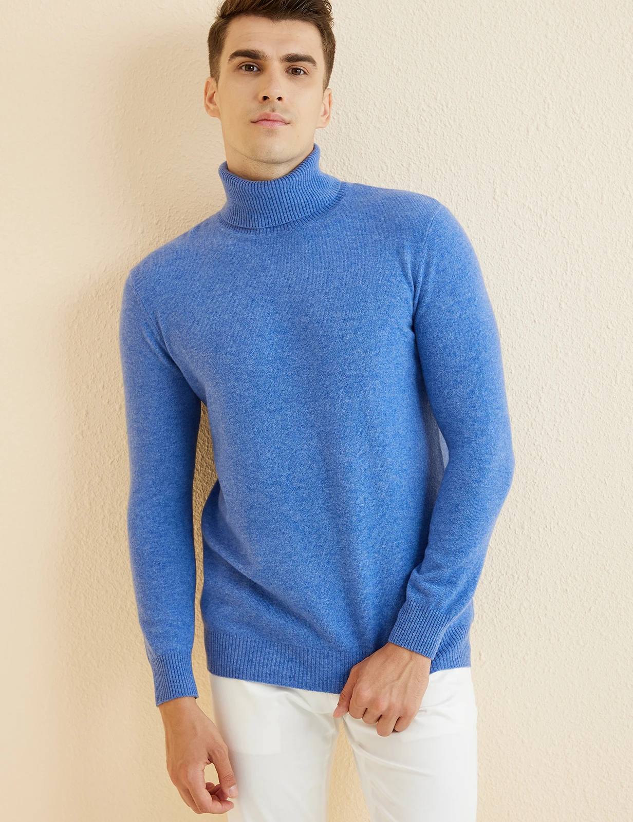 Knit Sweater for Men 100% Merino Wool Turtleneck Wool Sweater Fall Winter Warm Long Sleeve Pullover Male Korean Luxury Clothing