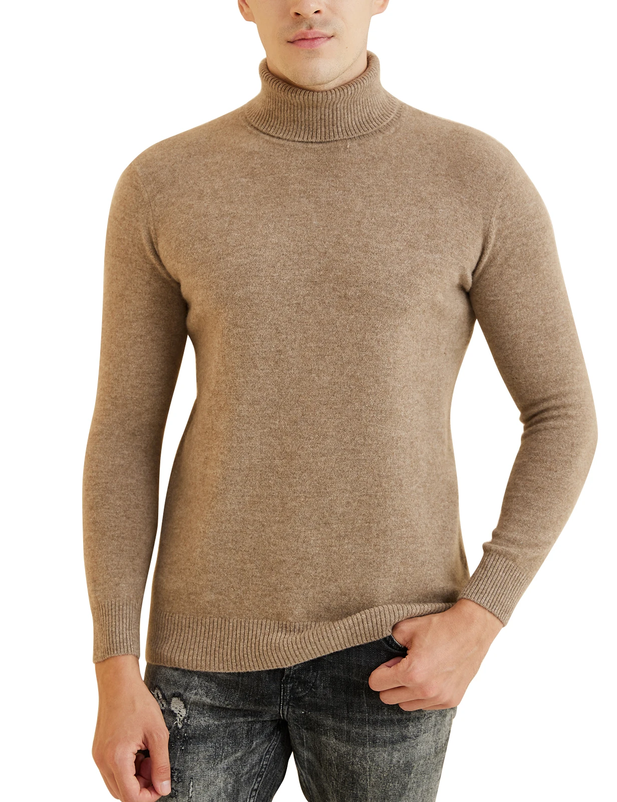 Knit Sweater for Men 100% Merino Wool Turtleneck Wool Sweater Fall Winter Warm Long Sleeve Pullover Male Korean Luxury Clothing