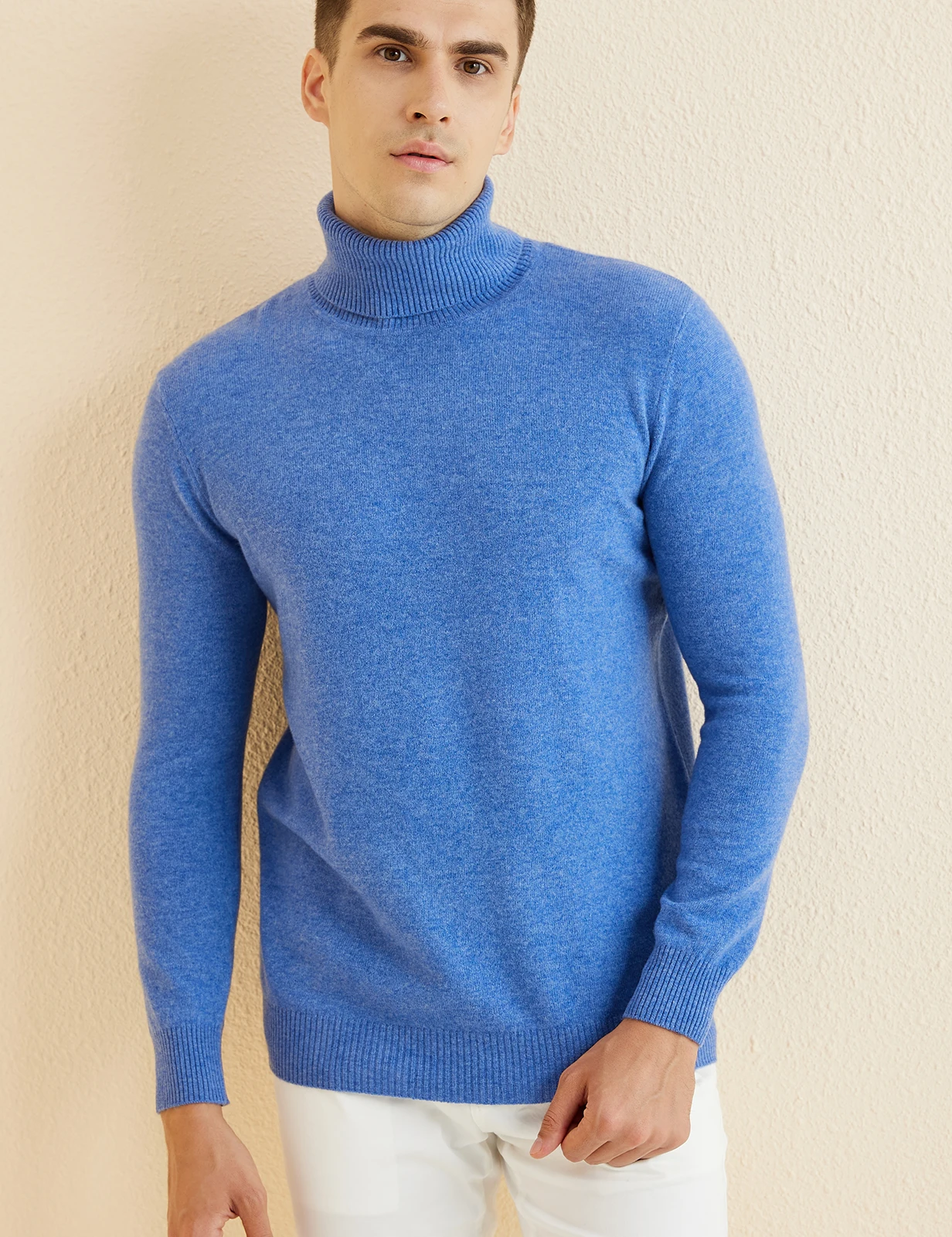 Knit Sweater for Men 100% Merino Wool Turtleneck Wool Sweater Fall Winter Warm Long Sleeve Pullover Male Korean Luxury Clothing