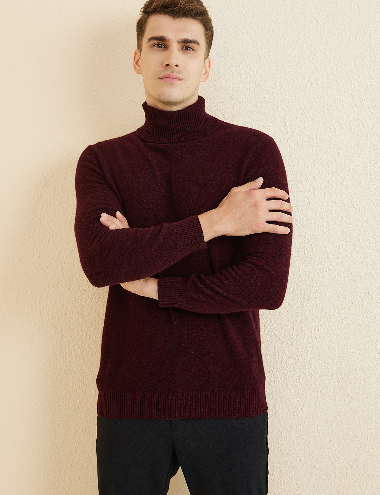 Knit Sweater for Men 100% Merino Wool Turtleneck Wool Sweater Fall Winter Warm Long Sleeve Pullover Male Korean Luxury Clothing