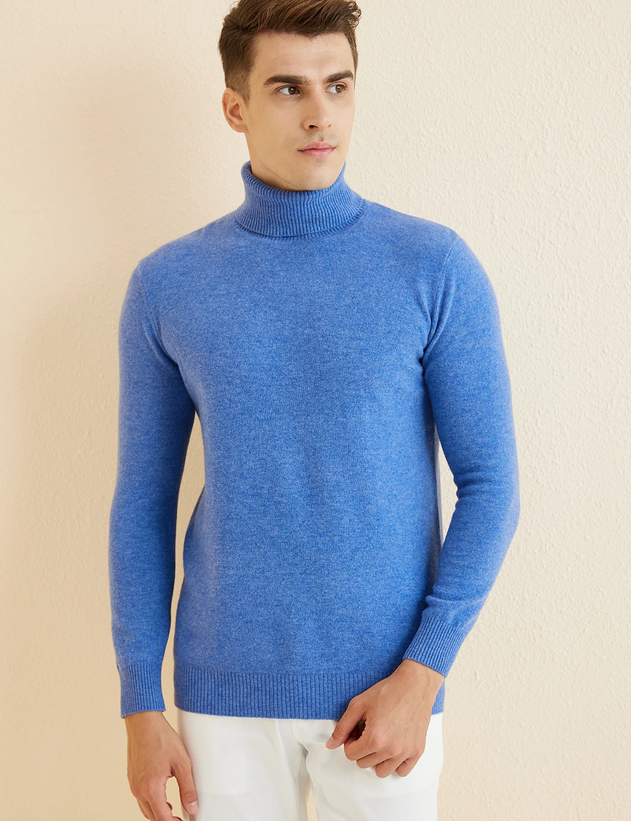 Knit Sweater for Men 100% Merino Wool Turtleneck Wool Sweater Fall Winter Warm Long Sleeve Pullover Male Korean Luxury Clothing