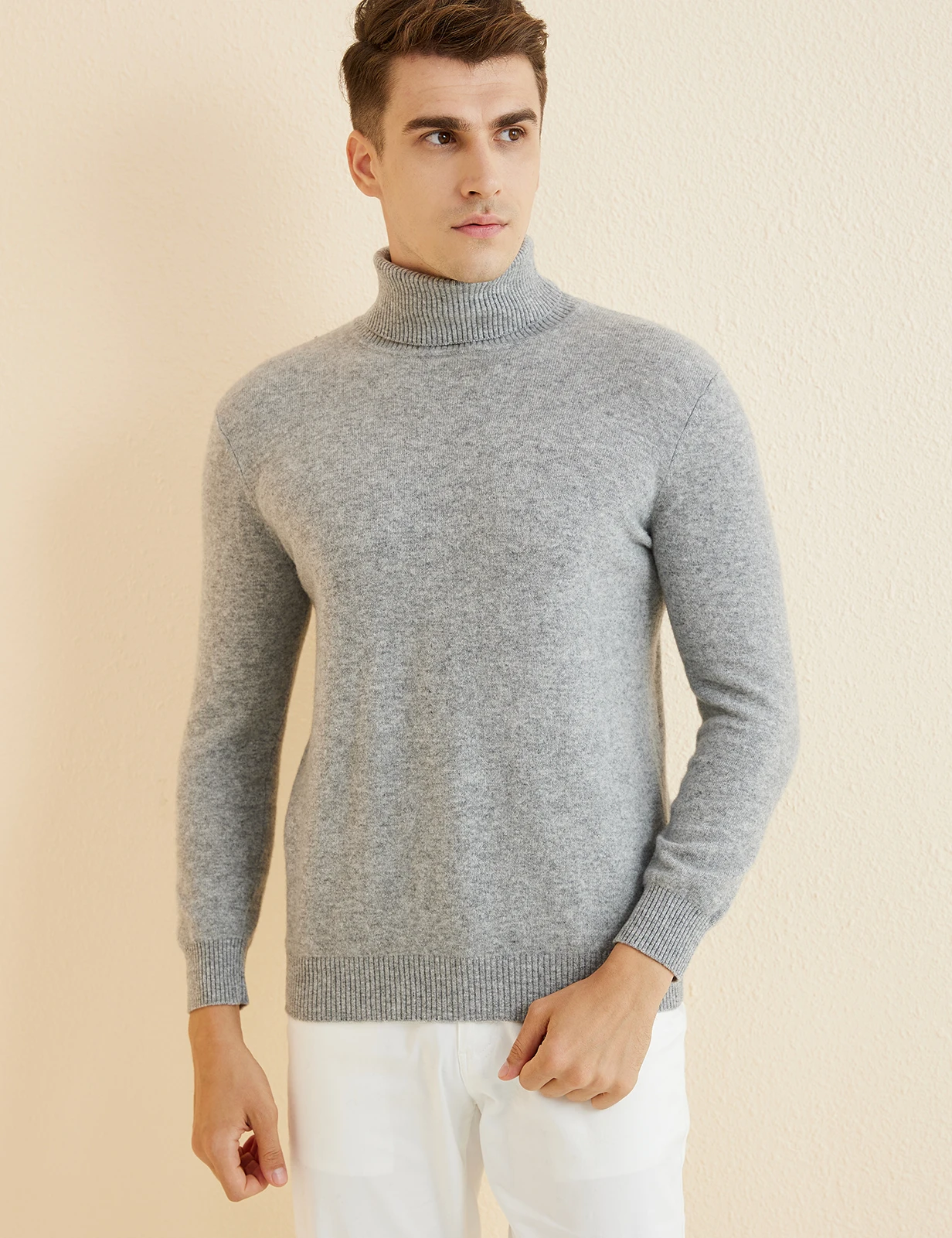 Knit Sweater for Men 100% Merino Wool Turtleneck Wool Sweater Fall Winter Warm Long Sleeve Pullover Male Korean Luxury Clothing