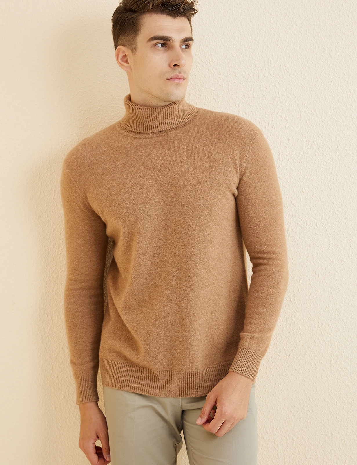 Knit Sweater for Men 100% Merino Wool Turtleneck Wool Sweater Fall Winter Warm Long Sleeve Pullover Male Korean Luxury Clothing