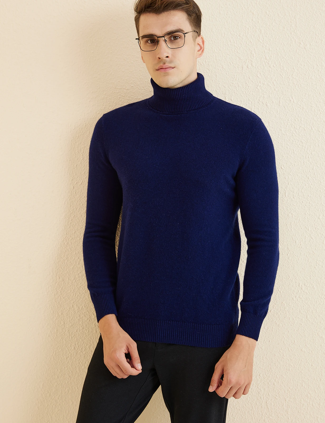 Knit Sweater for Men 100% Merino Wool Turtleneck Wool Sweater Fall Winter Warm Long Sleeve Pullover Male Korean Luxury Clothing