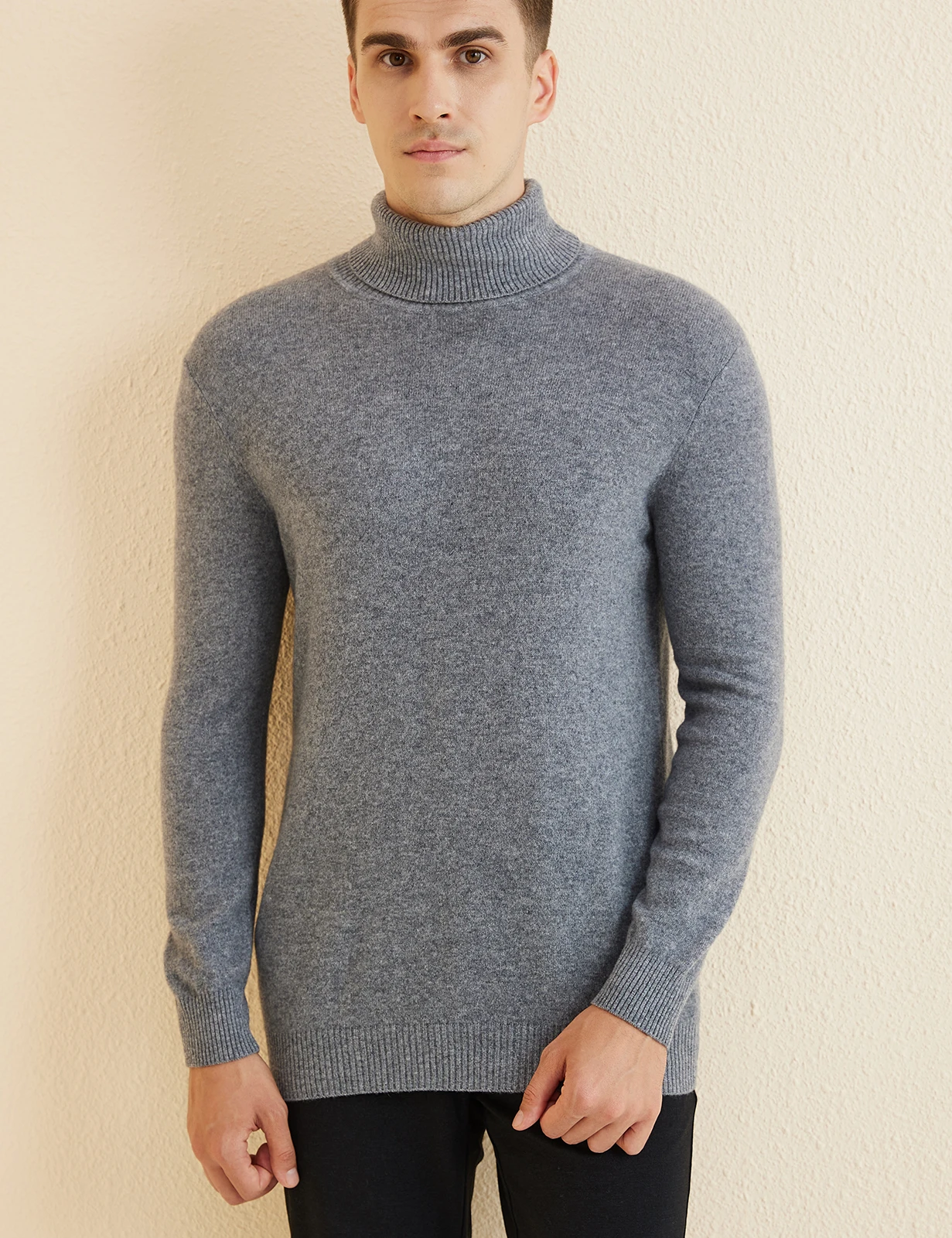 Knit Sweater for Men 100% Merino Wool Turtleneck Wool Sweater Fall Winter Warm Long Sleeve Pullover Male Korean Luxury Clothing
