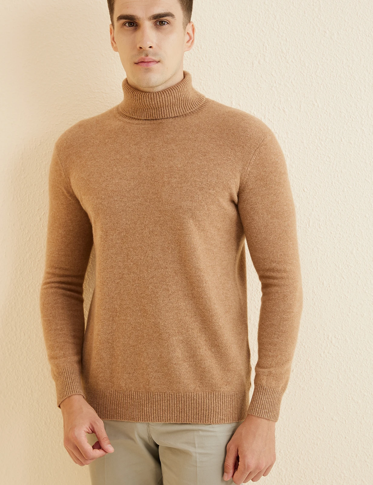 Knit Sweater for Men 100% Merino Wool Turtleneck Wool Sweater Fall Winter Warm Long Sleeve Pullover Male Korean Luxury Clothing