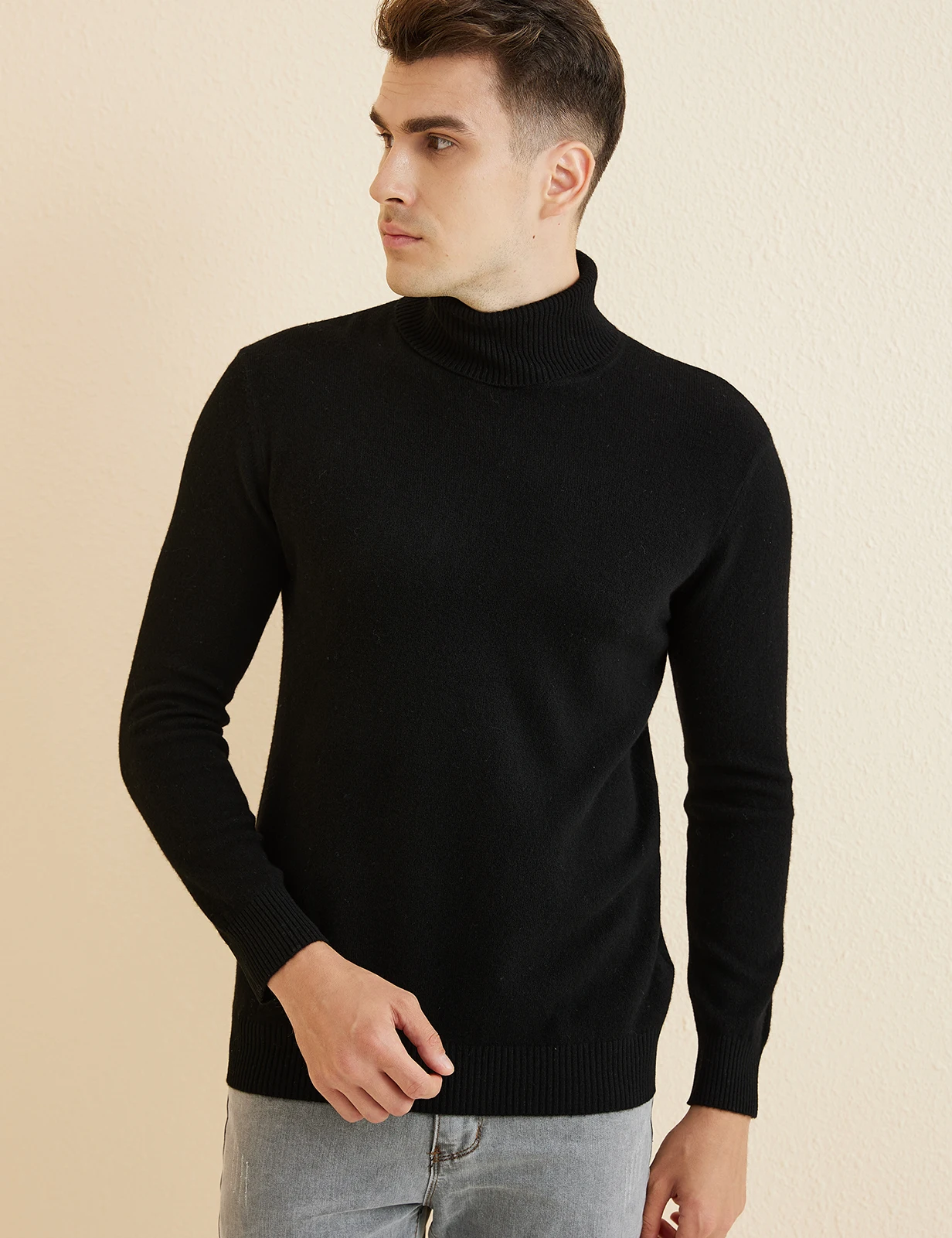 Knit Sweater for Men 100% Merino Wool Turtleneck Wool Sweater Fall Winter Warm Long Sleeve Pullover Male Korean Luxury Clothing