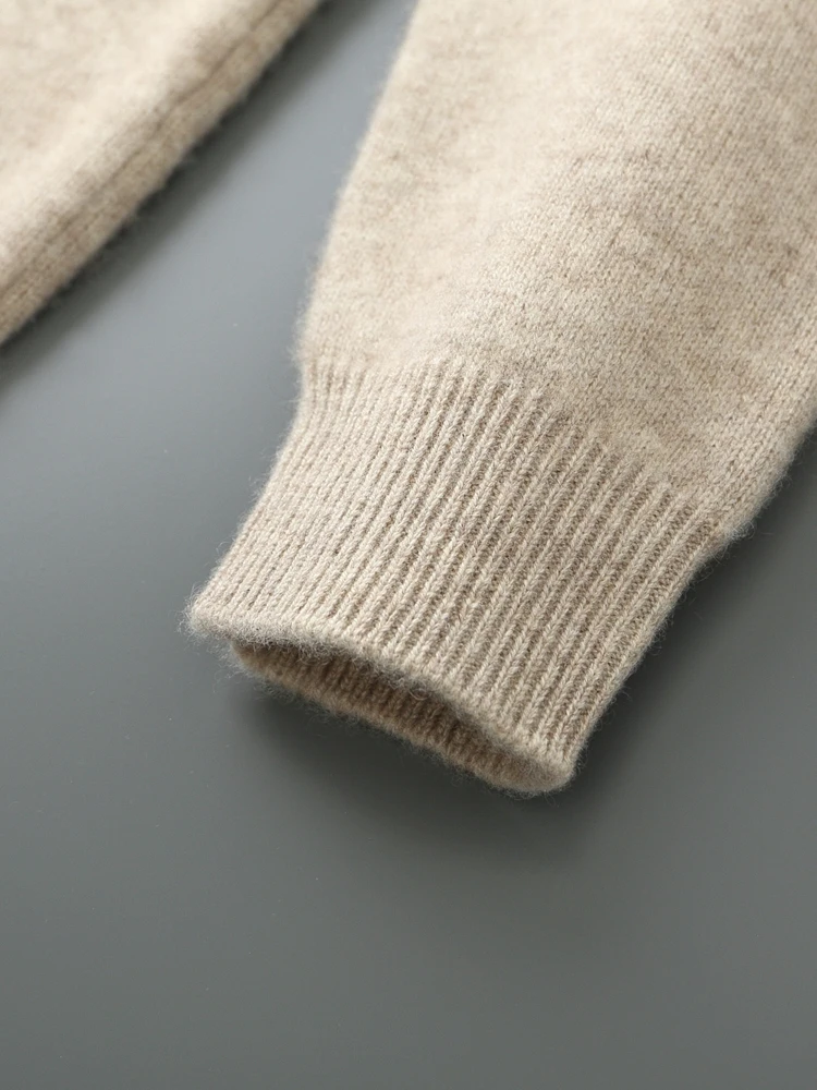 100% Merino Wool Men's Knitwear Cardigans Autumn Winter Thick Zipper Sweater Mock Neck Cashmere Simplicity Comfortable Coat