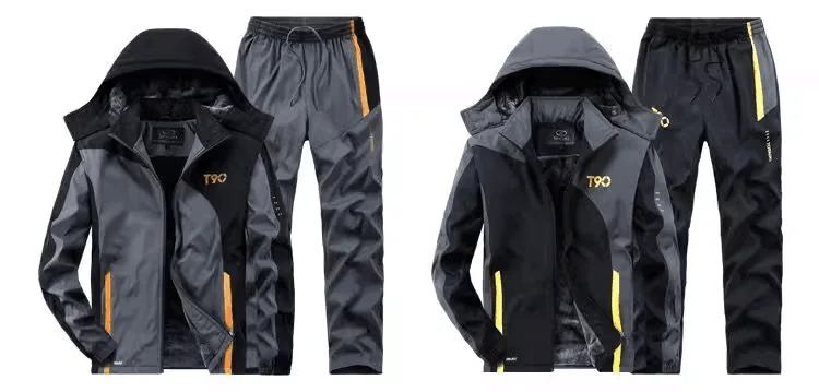 Autumn Winter Tracksuit Men Sets Sportswear Thick Warm Plus Velvet Sport Suit Hoodies+Sweatpants Men Brand Clothing Sweat Suit