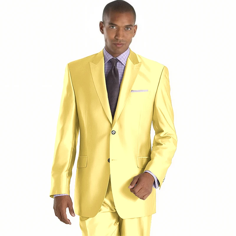 2022 New Arrival Mens Suits Groomsmen Peak Lapel Groom Tuxedos Shiny Silver Wedding Best Man Suit