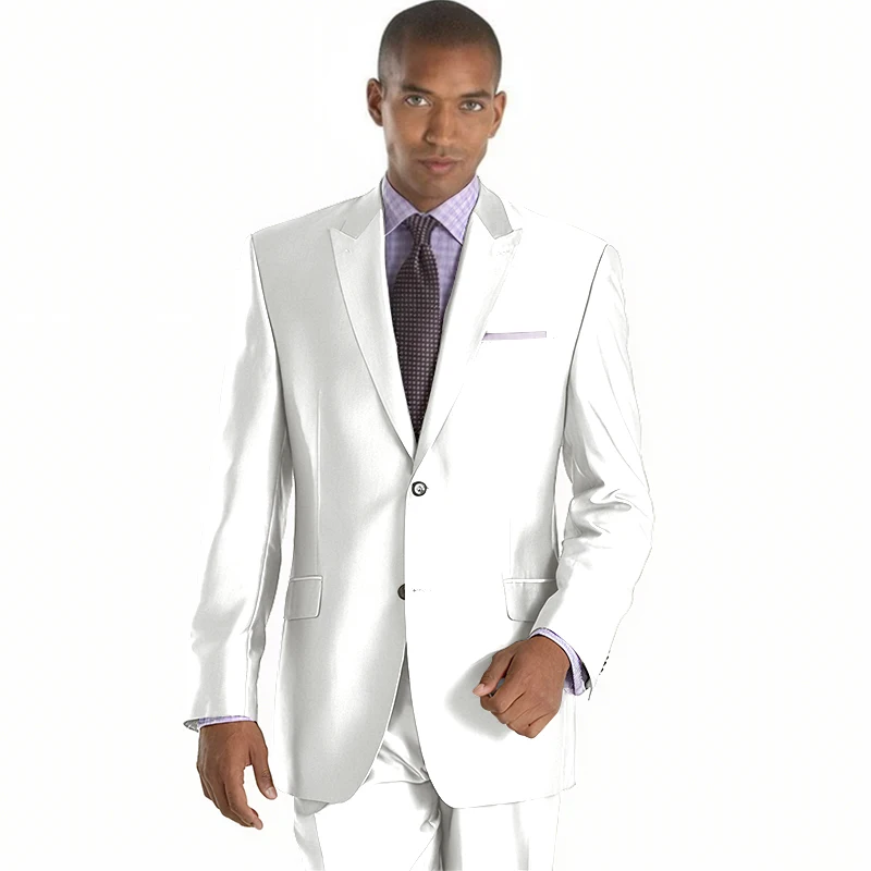 2022 New Arrival Mens Suits Groomsmen Peak Lapel Groom Tuxedos Shiny Silver Wedding Best Man Suit
