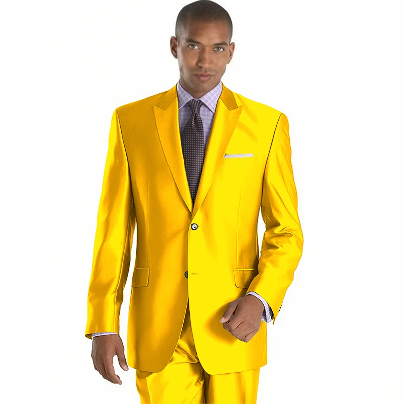 2022 New Arrival Mens Suits Groomsmen Peak Lapel Groom Tuxedos Shiny Silver Wedding Best Man Suit