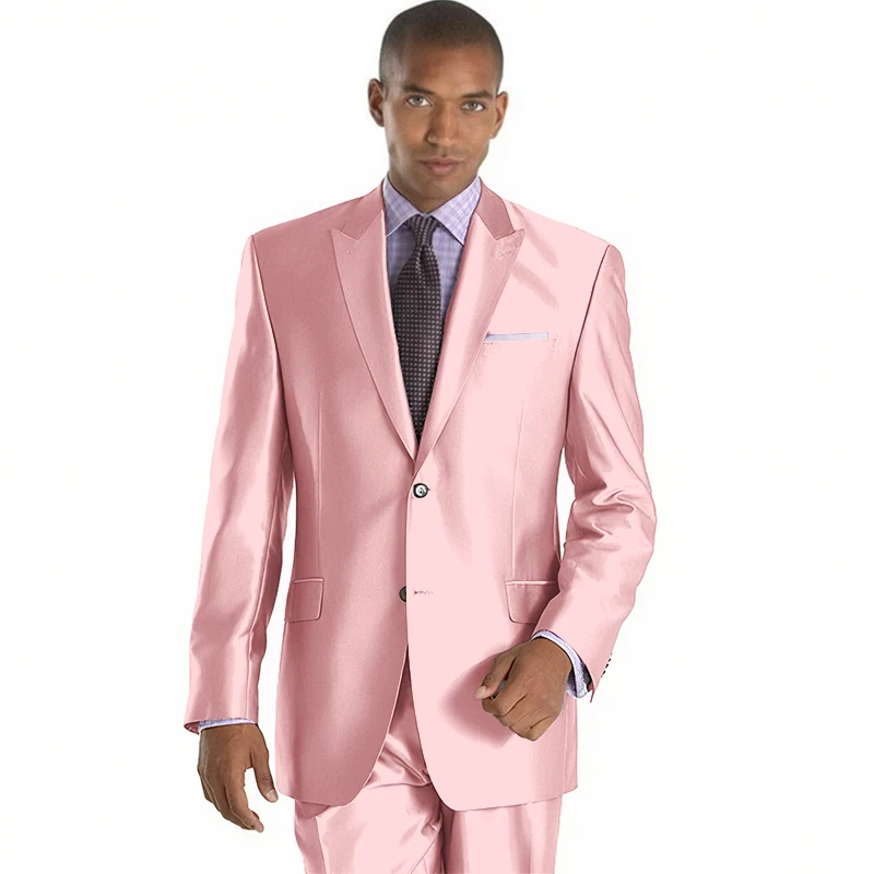 2022 New Arrival Mens Suits Groomsmen Peak Lapel Groom Tuxedos Shiny Silver Wedding Best Man Suit