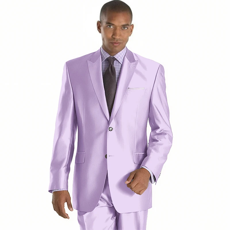 2022 New Arrival Mens Suits Groomsmen Peak Lapel Groom Tuxedos Shiny Silver Wedding Best Man Suit